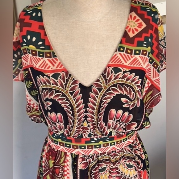 HARPER Dress Size Small Multicolor VNeck maxi dress very feminine back zipper - Picture 5 of 8